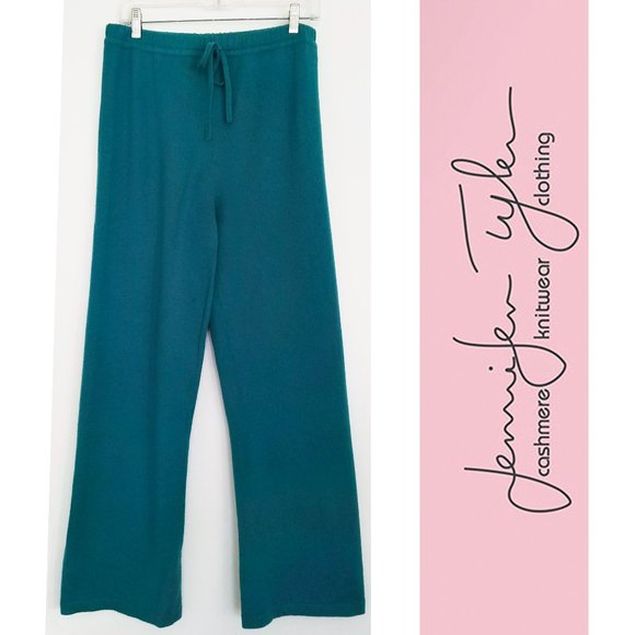 Jennifer Tyler Pants - Jennifer T by Jennifer Tyler 100% Cashmere Lounge Pants Joggers Turquoise